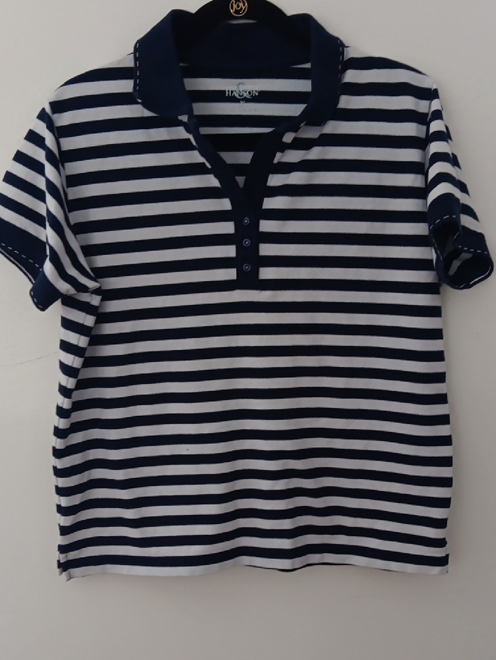 Hillard & Hanson Striped V Neck Polo Shirt #3625
